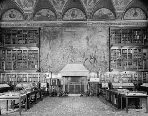 Pierpont Morgan Library, E. 36th St., New York City. Main room, from entrance door. Foto by Gottscho-Schleisner, Inc., photographer,